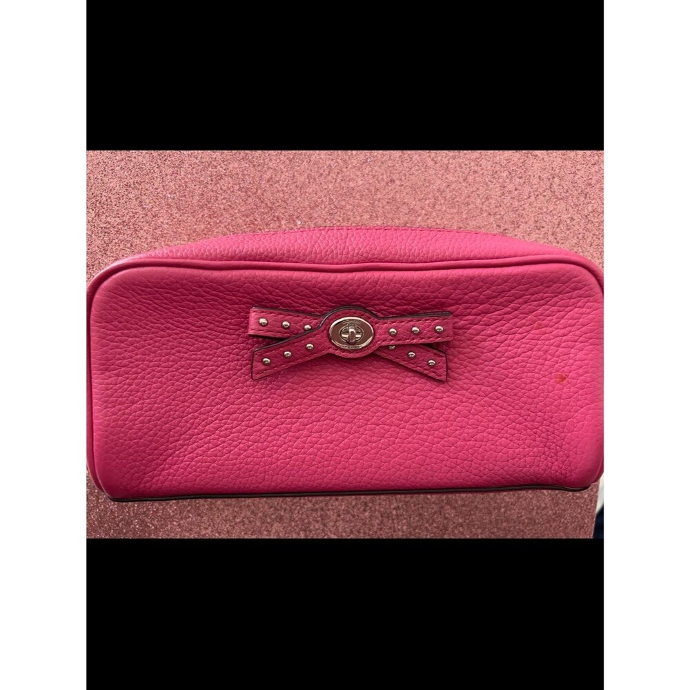 Coach Turnlock Tie cosmetic case pebble leather pink 65539 SVL4Y